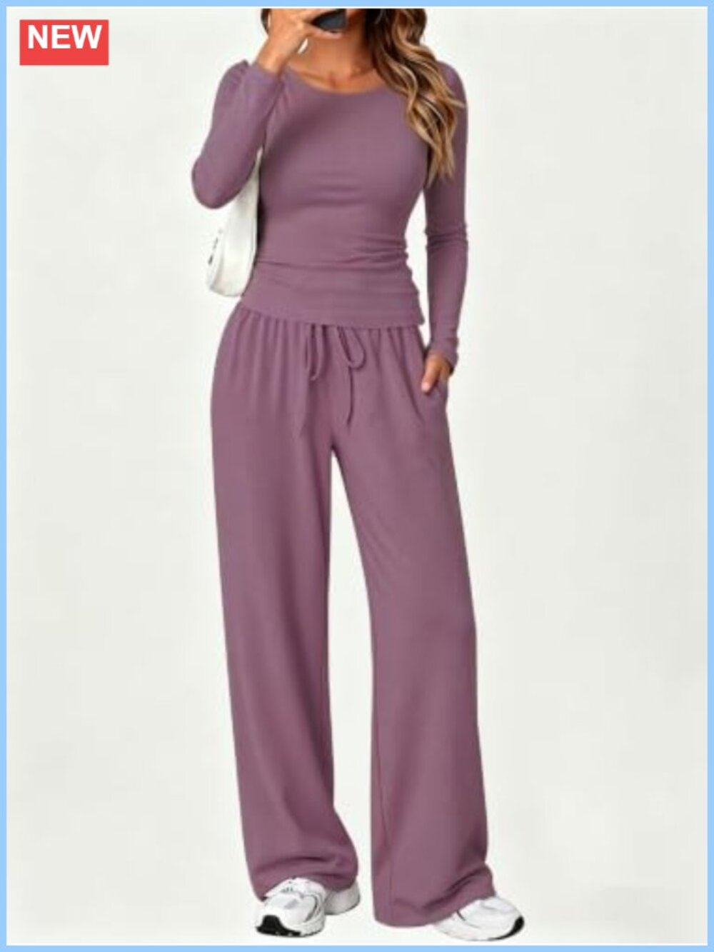 Women 2 Piece Set Long Sleeve Top and Pants Daily Wear Travel Street